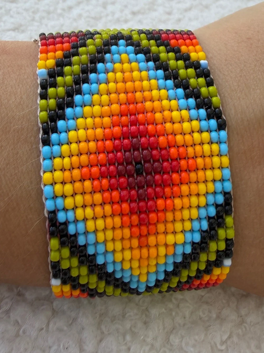 Handmade Emberá Indigenous Colombian Seed Bead Cuff Bracelet